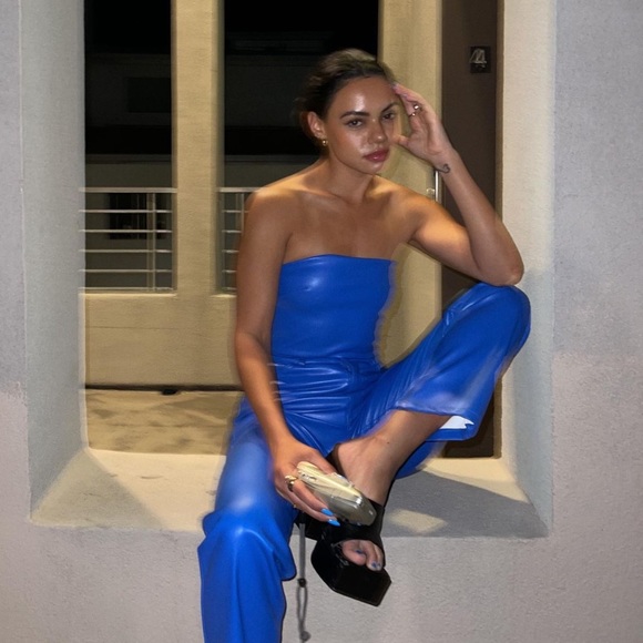 Dynamite Blue Leather Pants - Picture 2 of 7